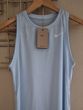 Nike Light Blue Athletic Dri-FIT Tank with White Swoosh
